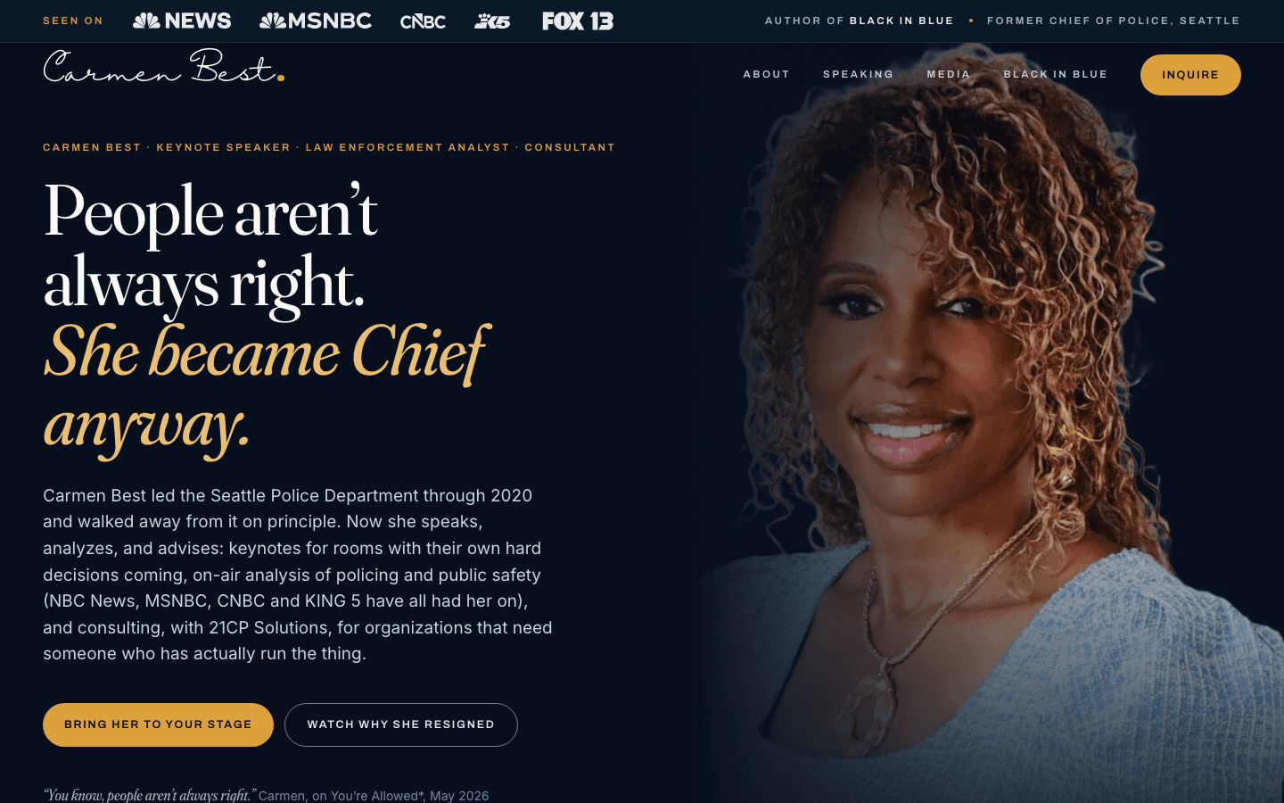 Carmen Best website, home page