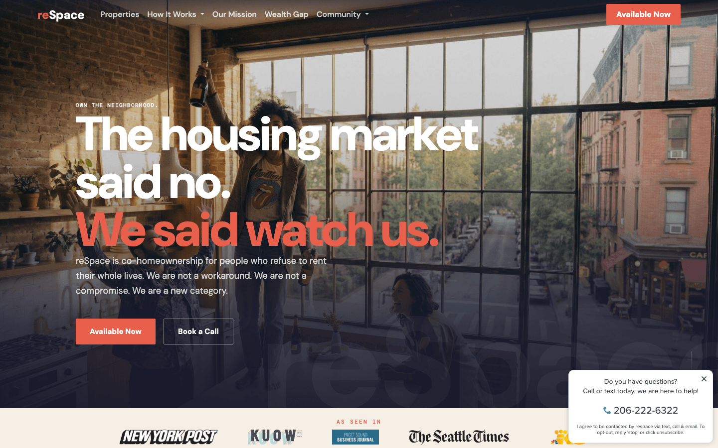 reSpace website, home page